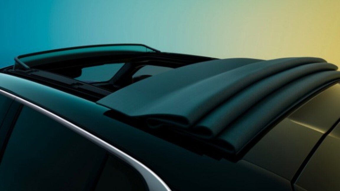 plačiai atsidarantis medžiaginis stogas „plein sud“